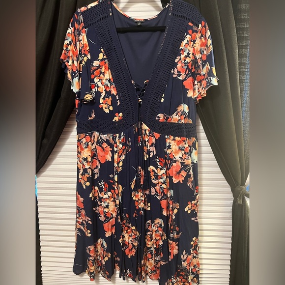 Torrid Blue Mini Gauze Lace-Up Skater Dress - Picture 5 of 7